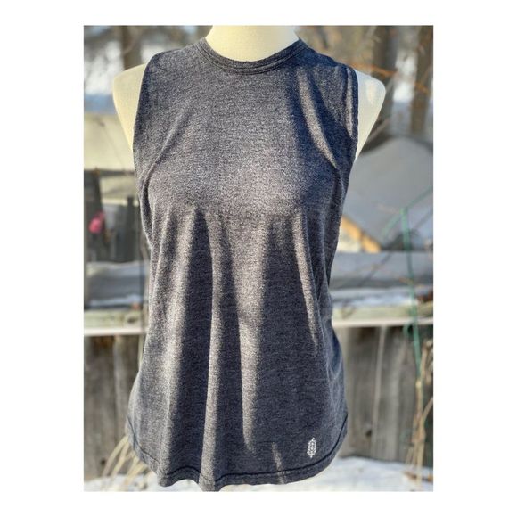 Free People No Sweat Tank Asphalt Grey XS NWT Criss-Cross Back - Picture 7 of 16